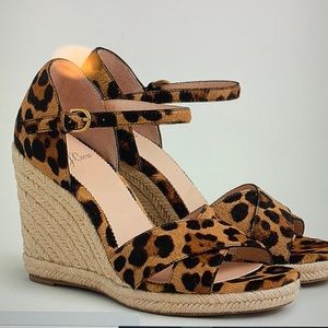 JCrew jute wedge sandal in leopard calf hair